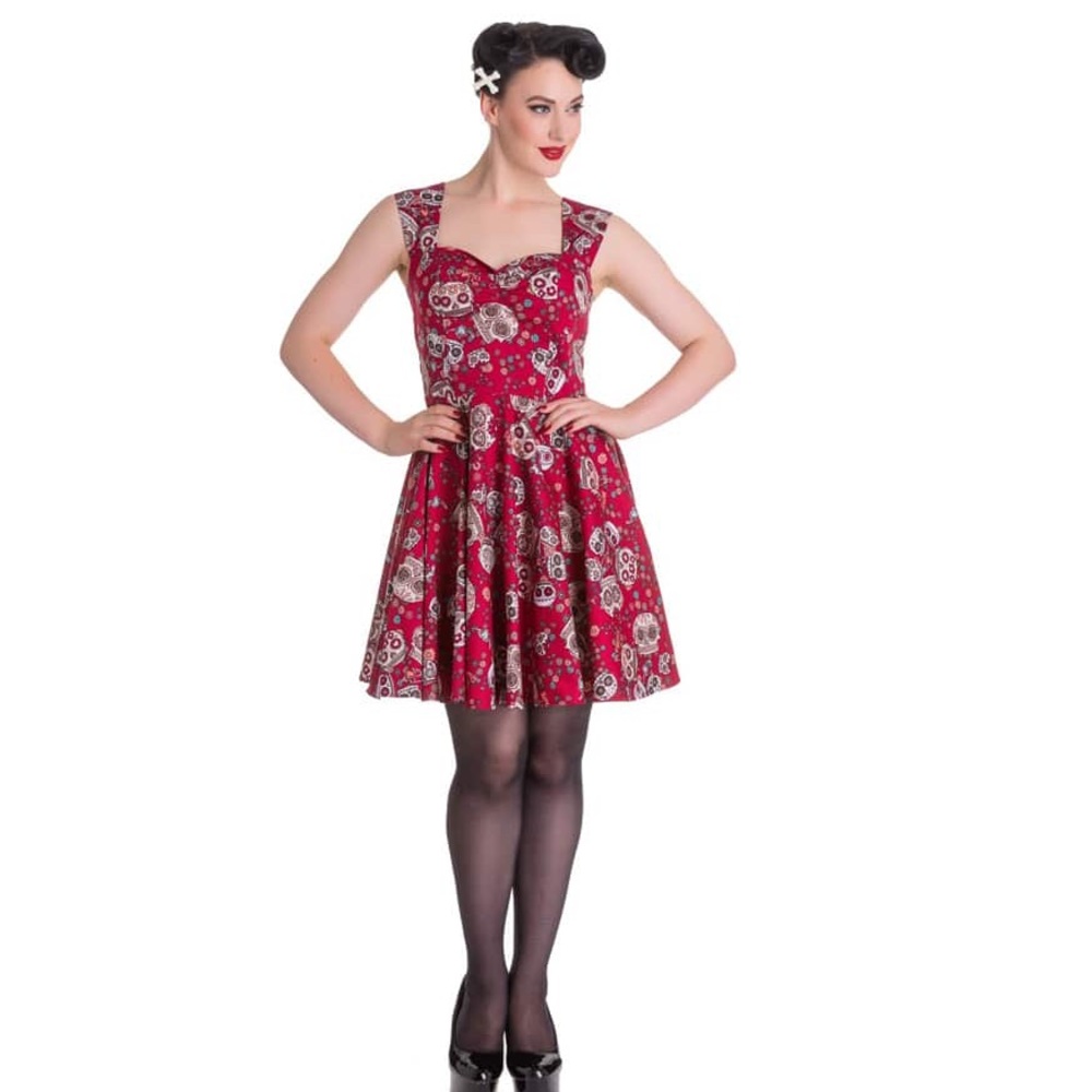 *sale* Hell Bunny Red Idaho Sugar Skull Mini Dress